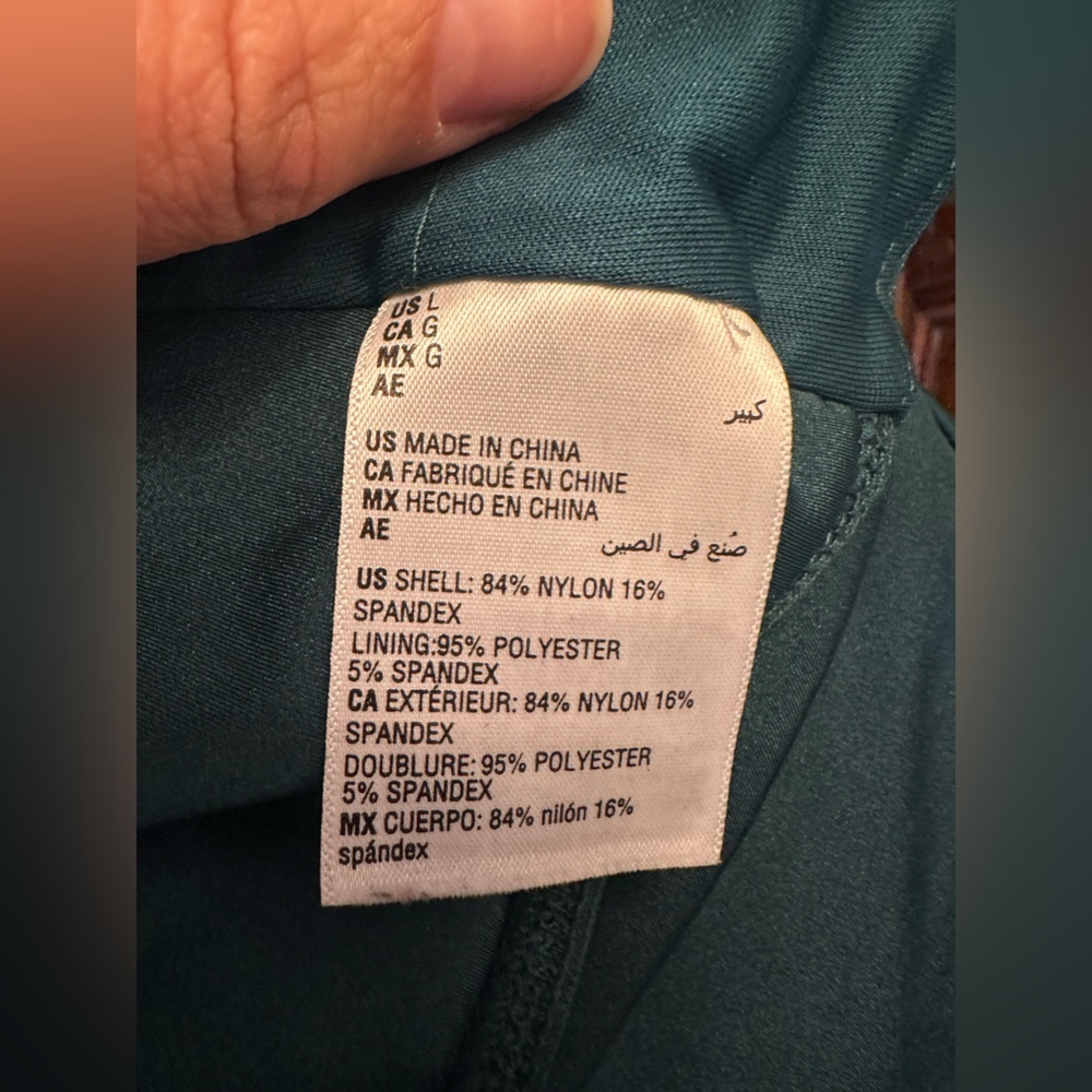 Bar III Long Sleeve Cowlneck Bodysuit Teal Green w/ Shoulder Pads | Large - Picture 6 of 9